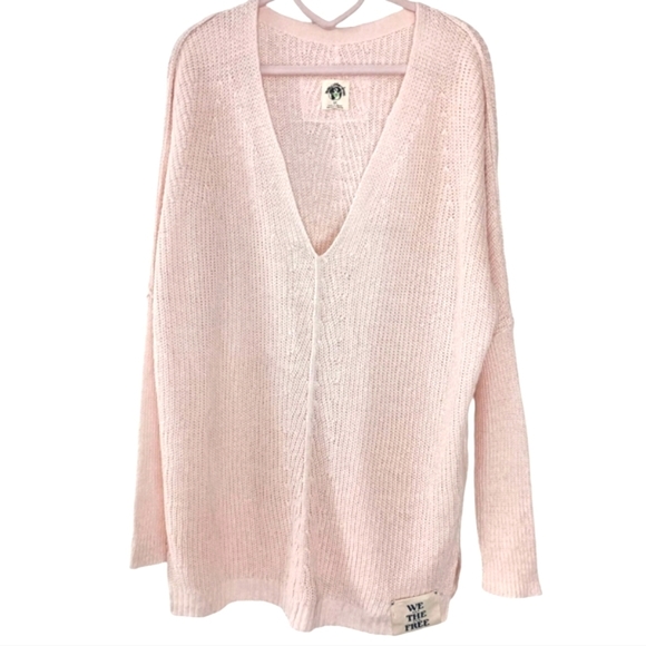 NEW Free People We The Free jamie Linen V-neck Sweater in Starfish Small $168 - Picture 6 of 11